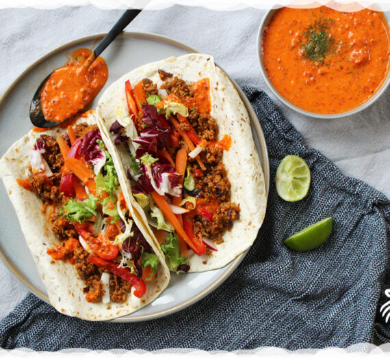 Wraps met vegan gehakt van tempeh